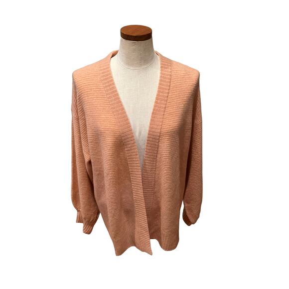 Naadam Ribbed Cocoon Cashmere Cardigan Sweater Desert Pink L - Picture 2 of 13